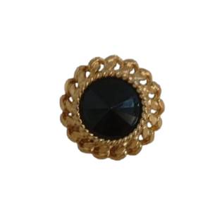 Botón decorativo dorado con nácar negro y diseño redondo elegante